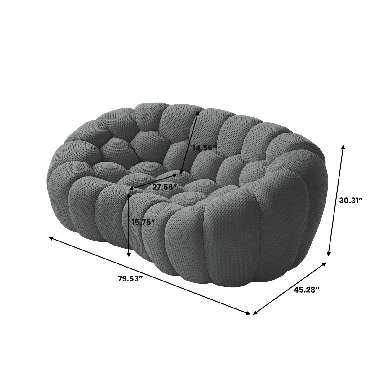 Boneless Couch — 2/3-Seat — dimensions — Grey / 2-Seat