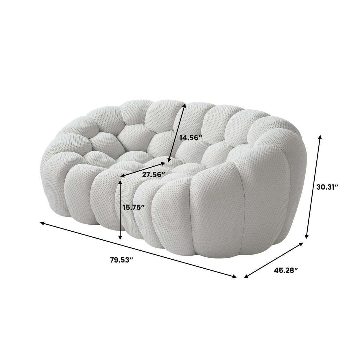 Boneless Couch — 2/3-Seat — dimensions — Light Grey / 2-Seat
