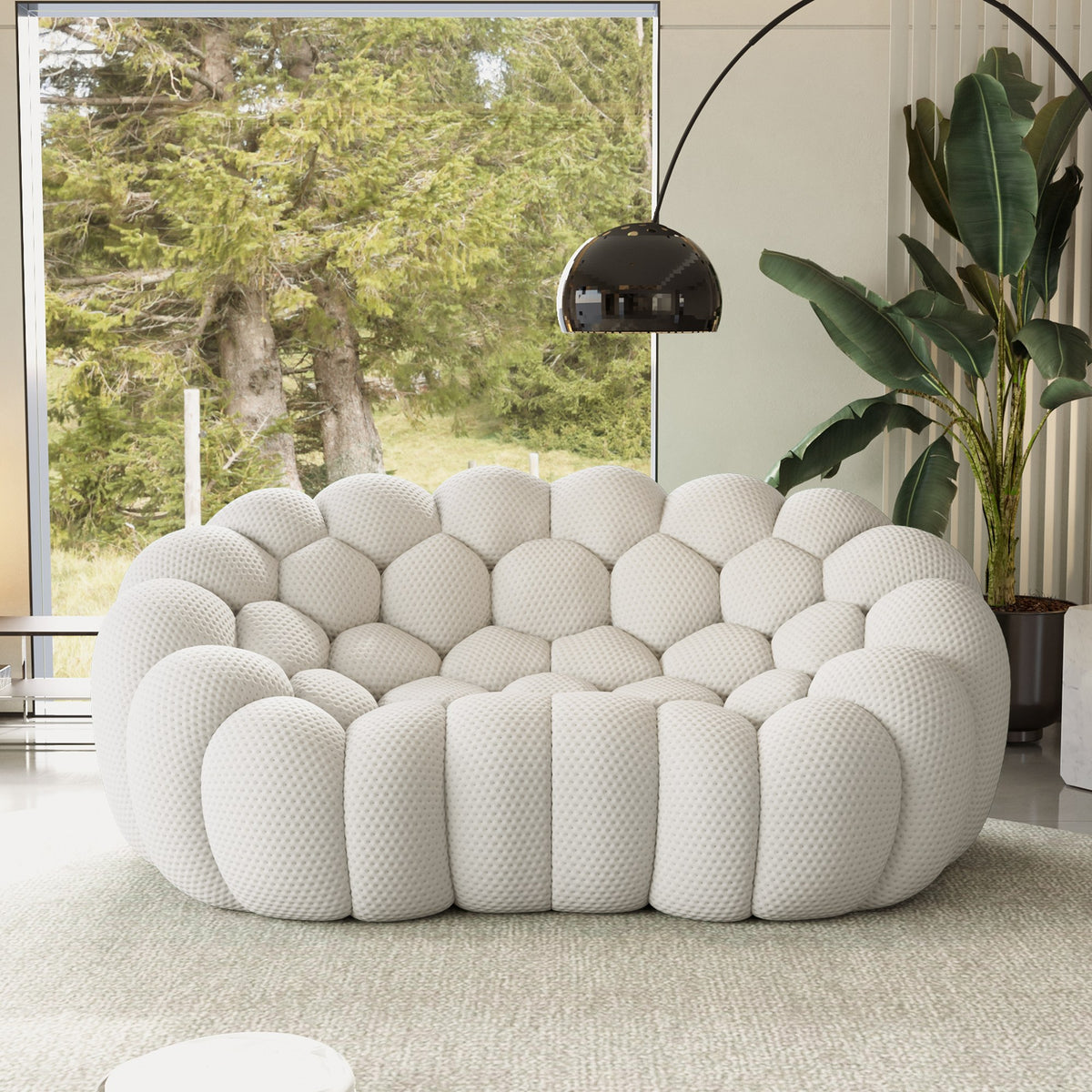 Light Grey 2-seat boneless couch in a living room with garden views — 2/3-Seat — Light Grey / 2-Seat