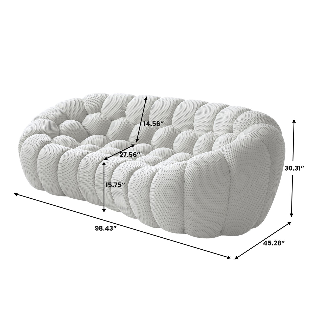 Boneless Couch — 2/3-Seat — dimensions — Light Grey / 3-Seat