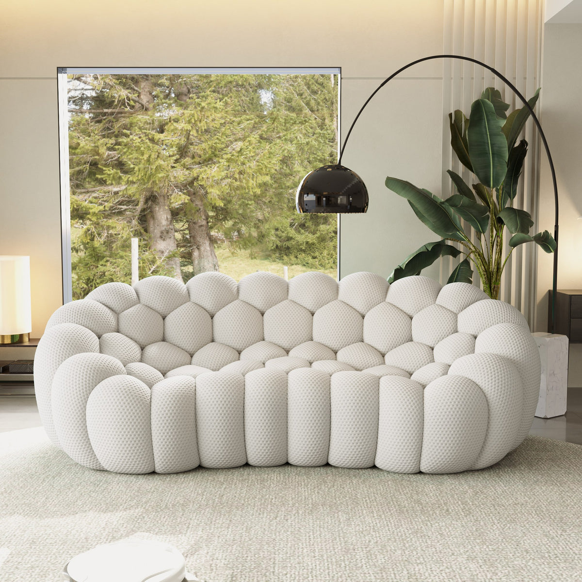 Light Grey 3-seat boneless couch in a living room with garden views — 2/3-Seat — Light Grey / 3-Seat