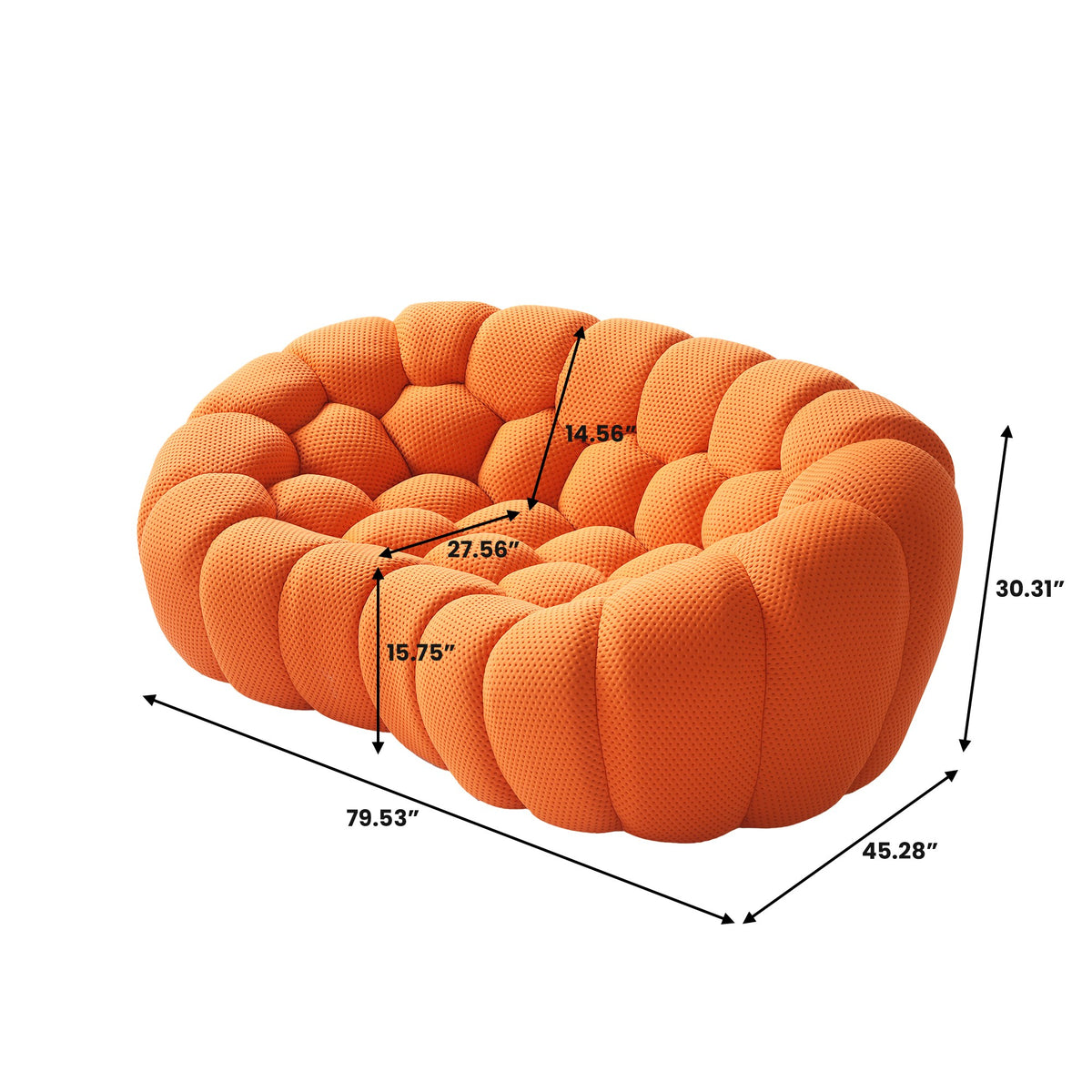 Boneless Couch — 2/3-Seat — dimensions — Orange / 2-Seat