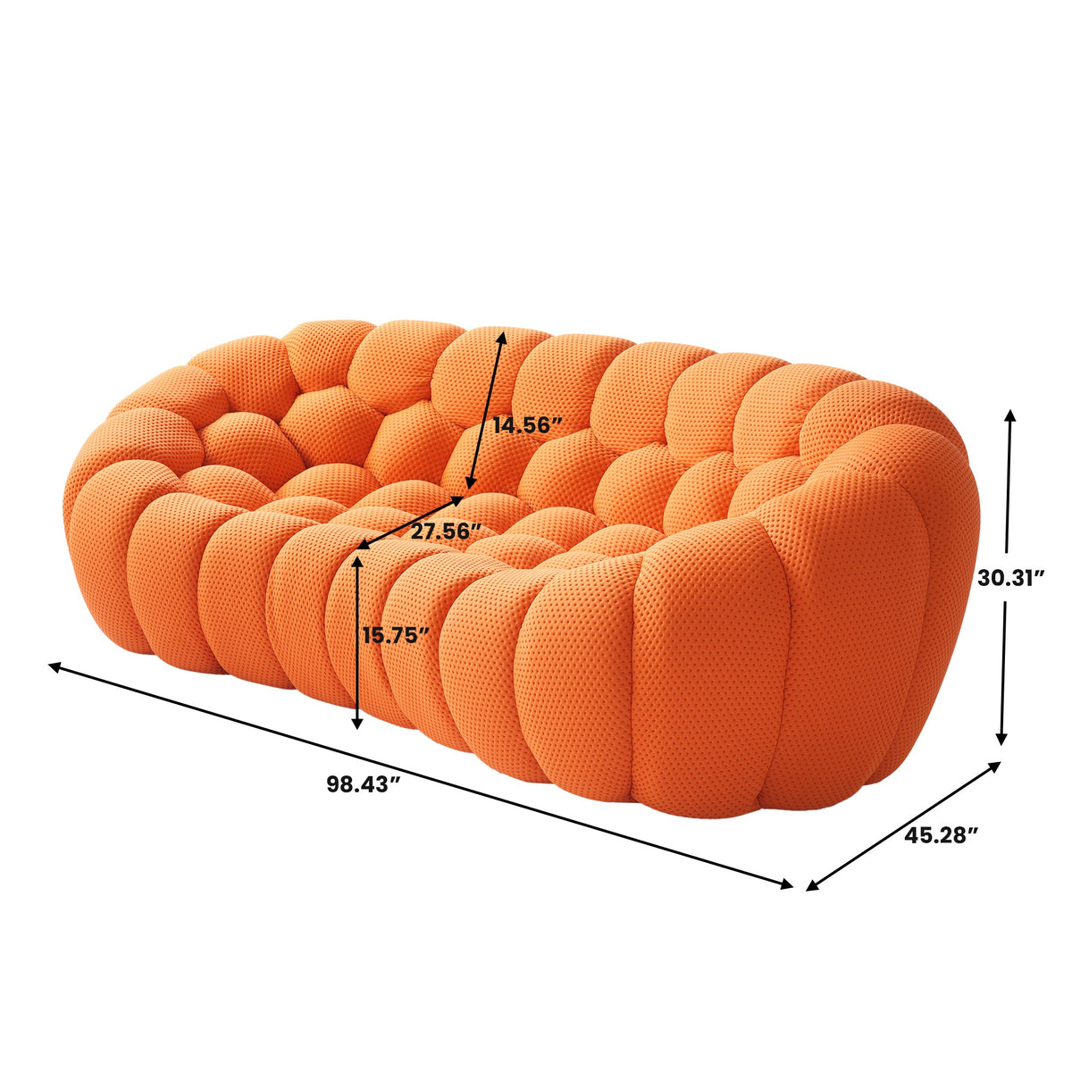 Boneless Couch — 2/3-Seat — dimensions — Orange / 3-Seat