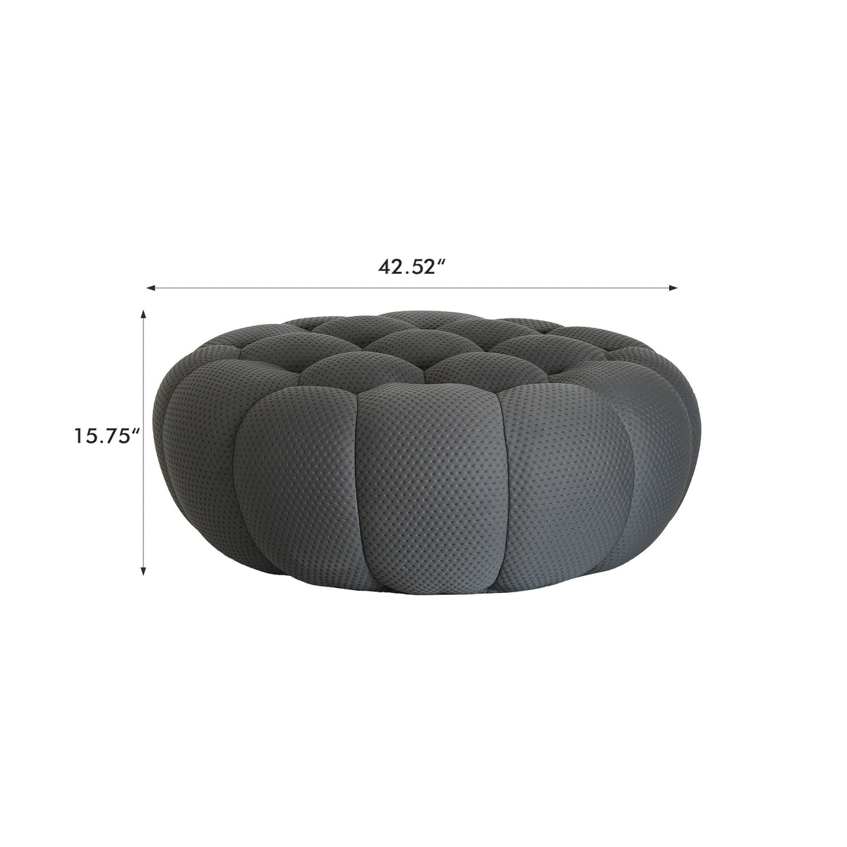 Boneless Sectional — 1/2/3-Seat — dimensions — Dark Grey / 1 Ottoman
