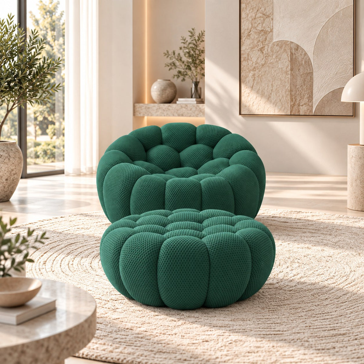 Boneless Sectional — 1/2/3-Seat — Green / 1 Ottoman