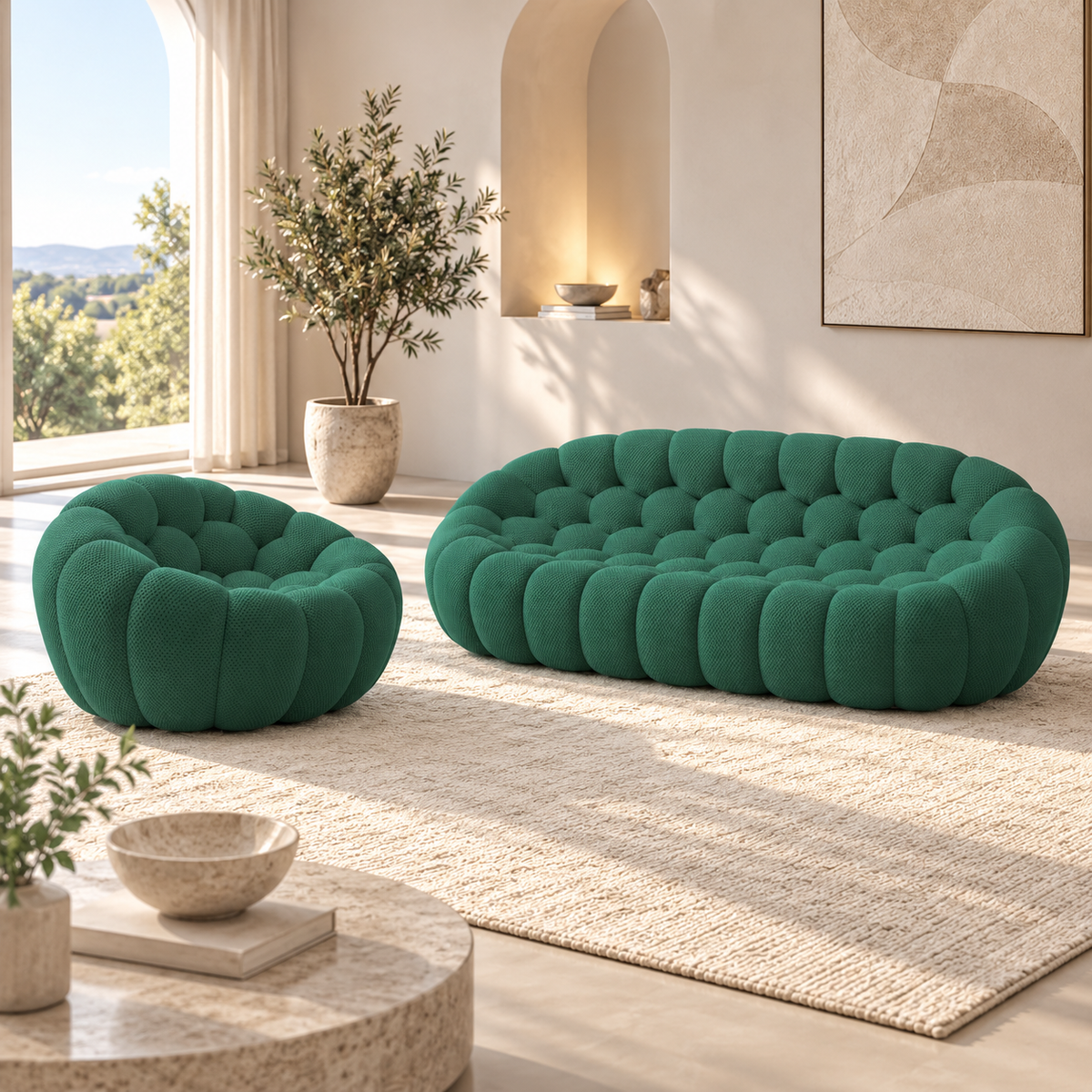 Boneless Sectional — 1/2/3-Seat — Green / 3-Seat