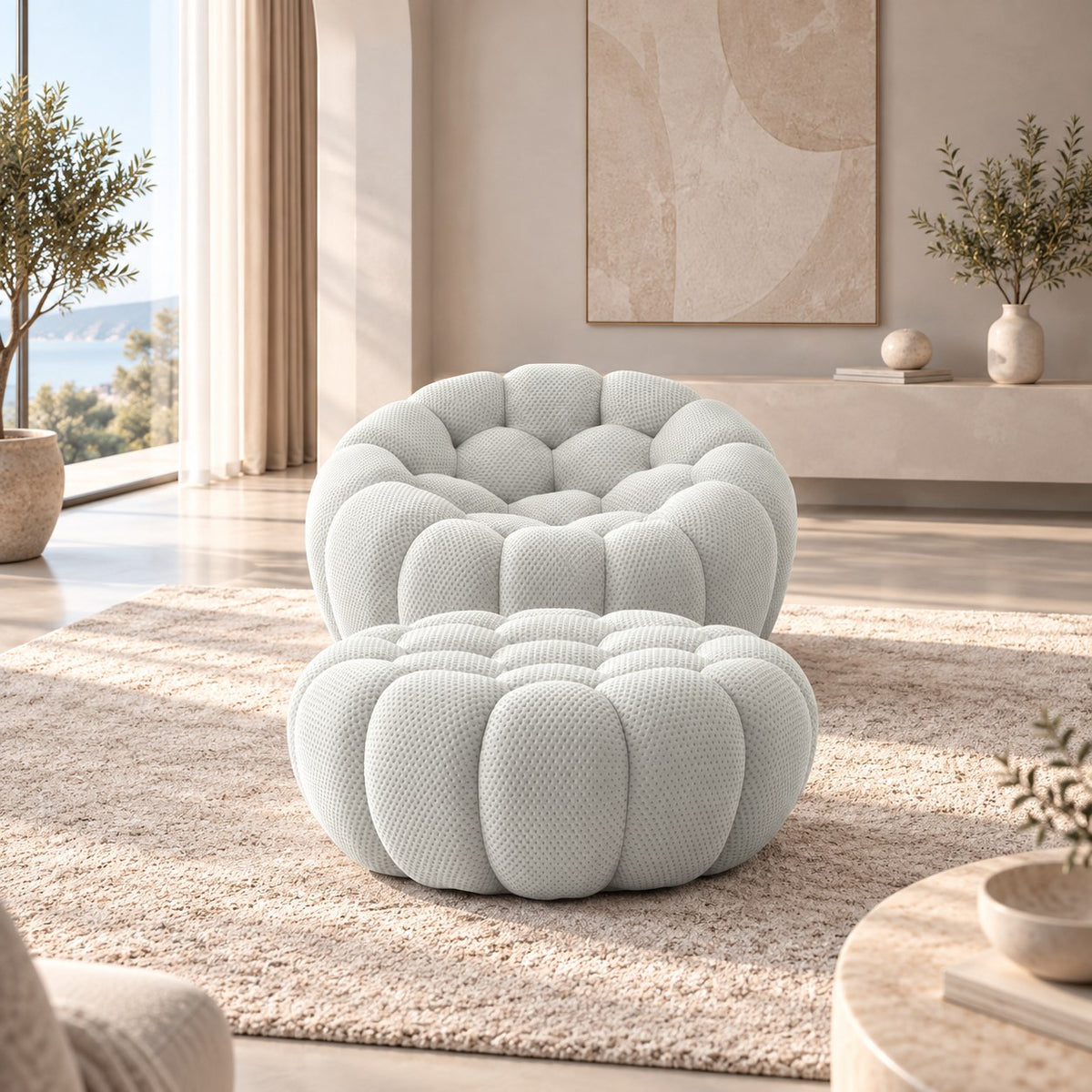 Boneless Sectional — 1/2/3-Seat — Light Grey / 1 Ottoman
