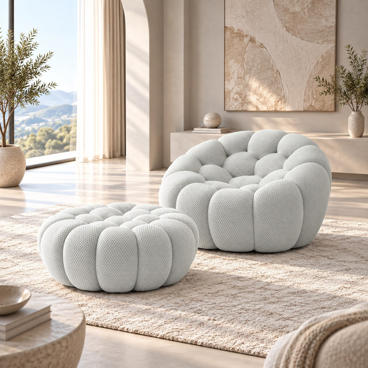 Boneless Sectional — 1/2/3-Seat — Light Grey / 1 Ottoman