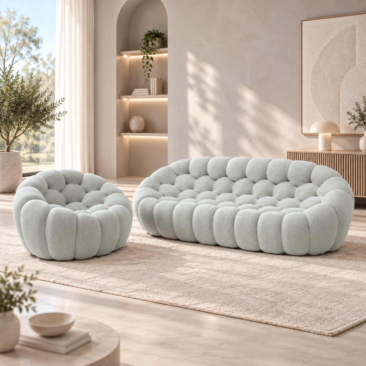Boneless Sectional — 1/2/3-Seat — Light Grey / 3-Seat