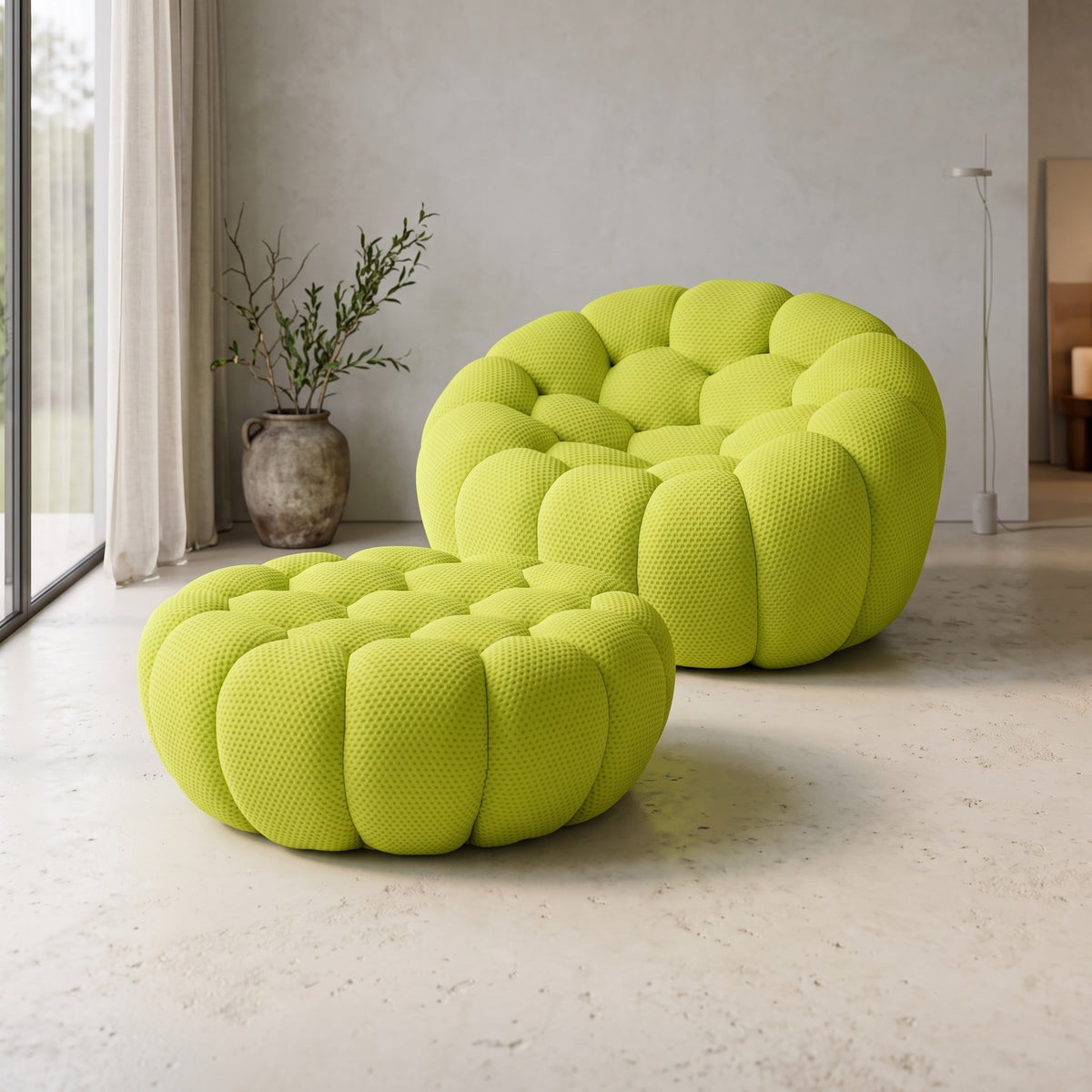 Boneless Sectional — 1/2/3-Seat — Lime Green / 1 Ottoman