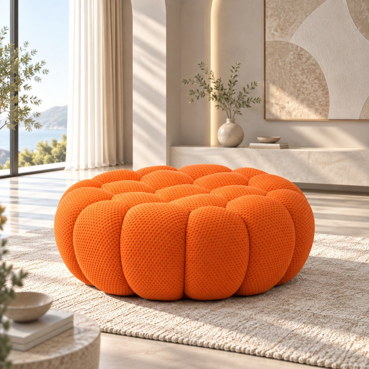 Boneless Sectional — 1/2/3-Seat — Orange / 1 Ottoman