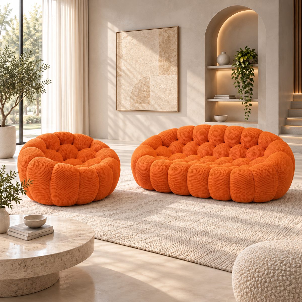 Boneless Sectional — 1/2/3-Seat — Orange / 2-Seat