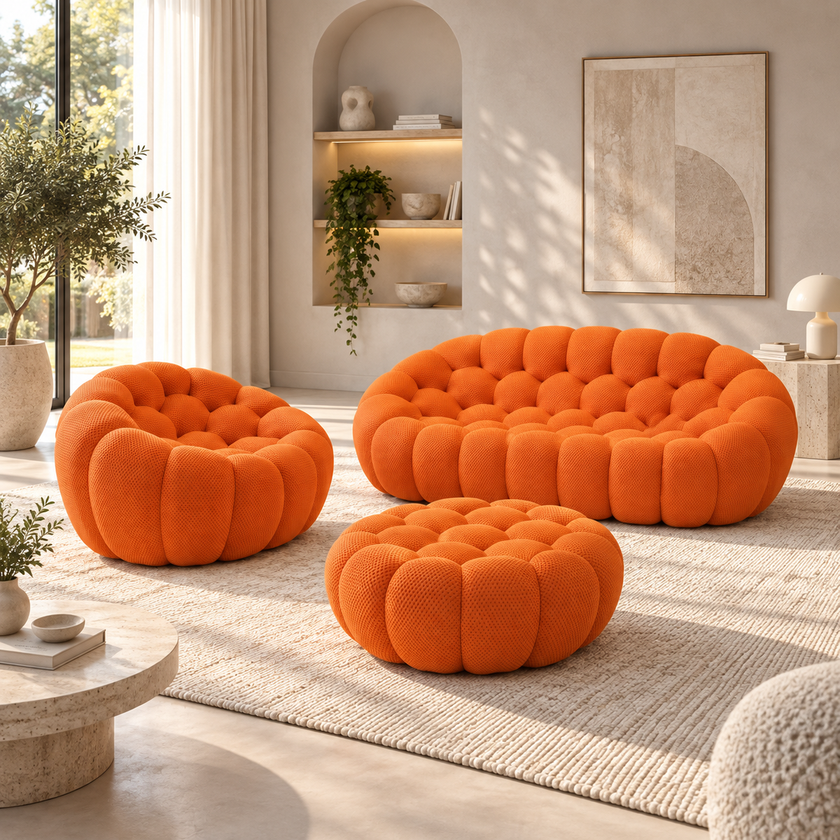Boneless Sectional — 1/2/3-Seat — Orange / 2-Seat