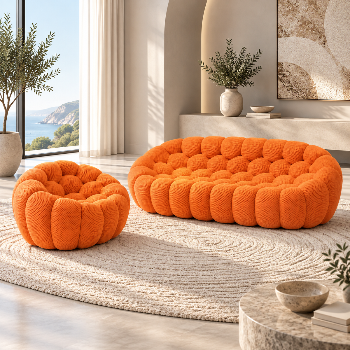 Boneless Sectional — 1/2/3-Seat — Orange / 3-Seat