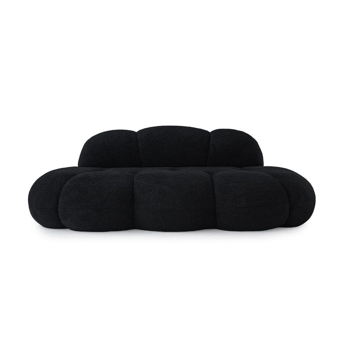 Boucle Boneless Couch — 3-Seat — Black