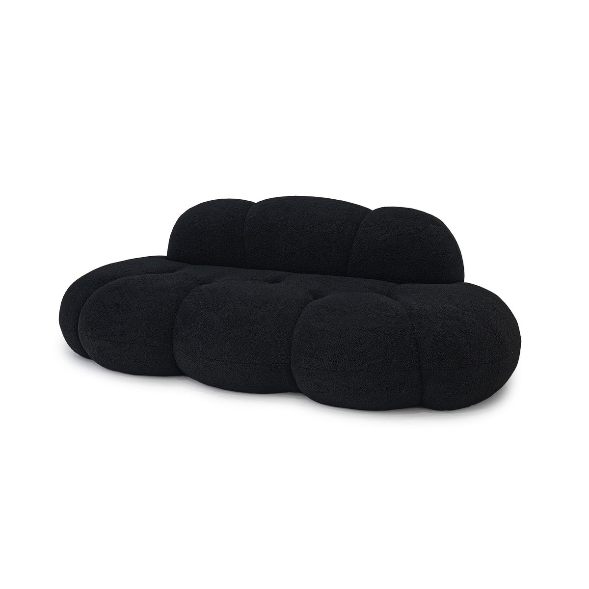 Boucle Boneless Couch — 3-Seat — Black