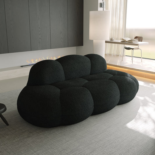 Boucle Boneless Couch — 3-Seat — Black