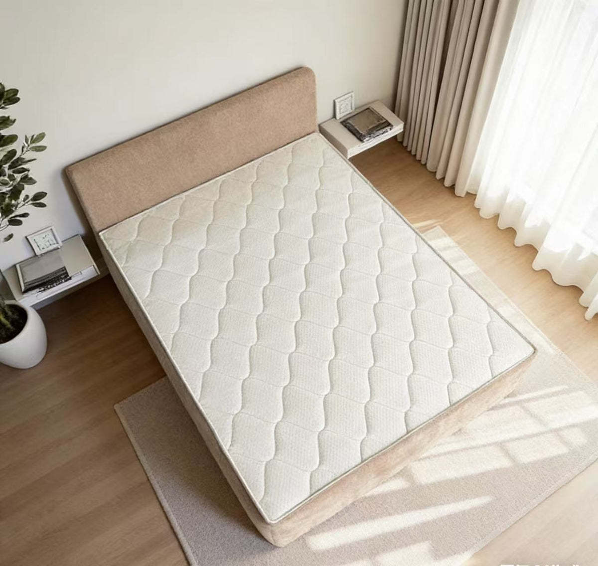 Chenille Boneless Bed — Light Khaki + Beige