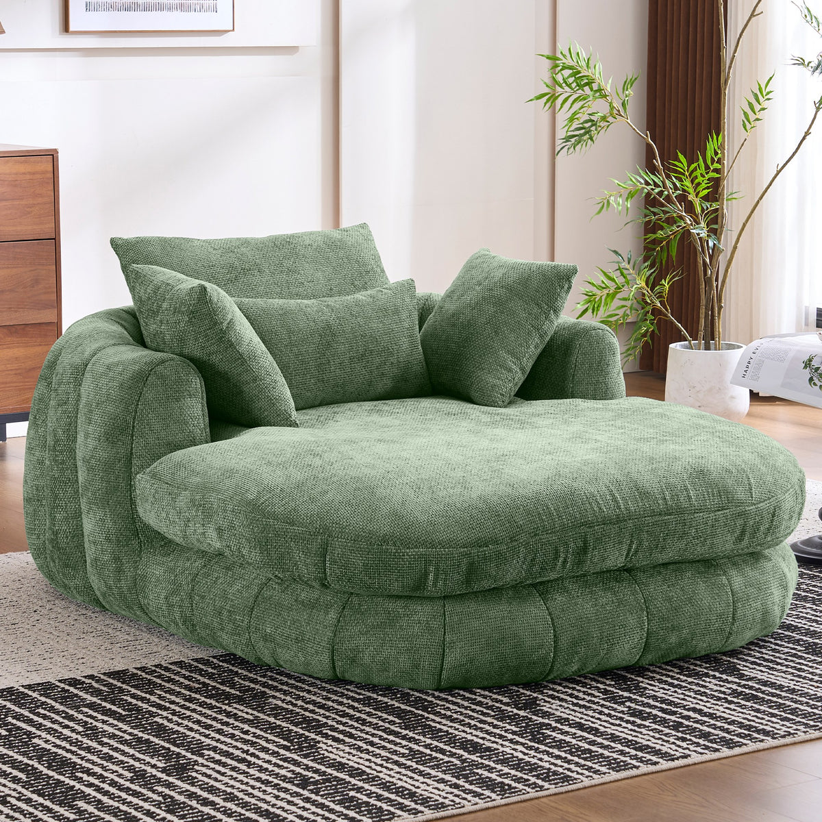 Chenille Boneless Couch — 1-Seat — Green