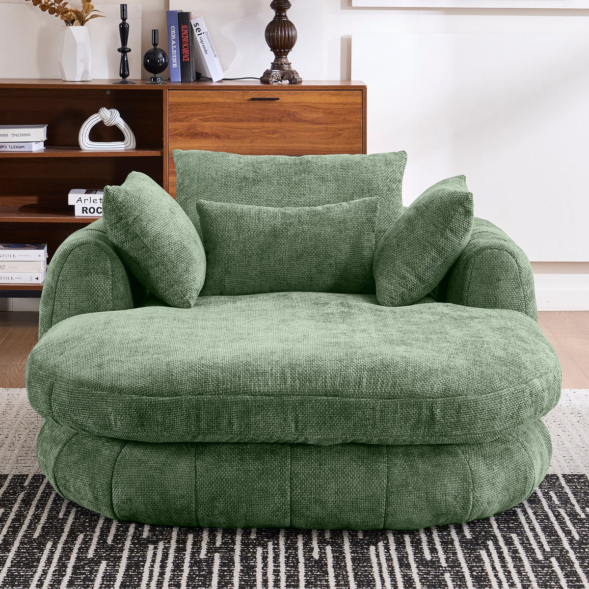 Chenille Boneless Couch — 1-Seat — Green