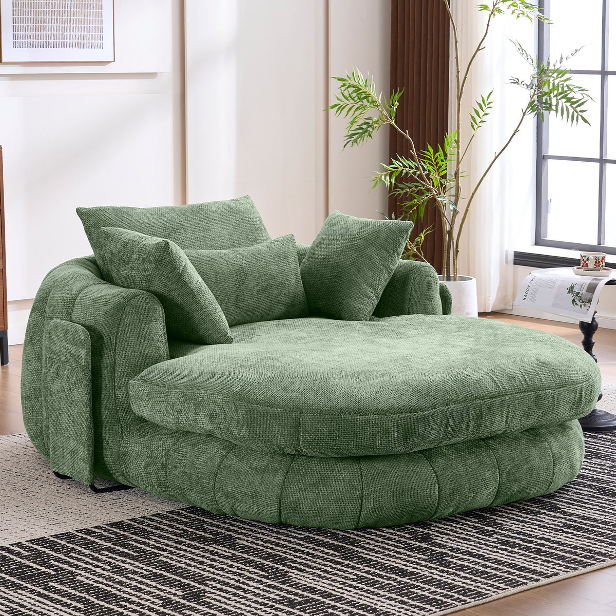 Chenille Boneless Couch — 1-Seat — Green