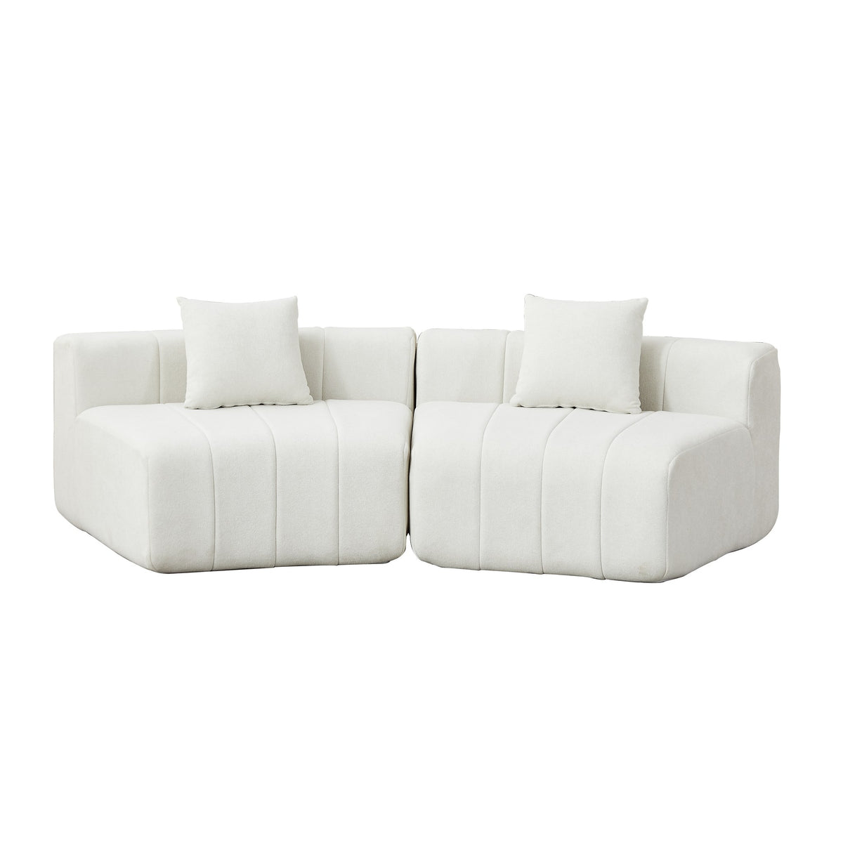 Chenille Boneless Couch — 2/4/6-Seat — Beige / 2-Seat