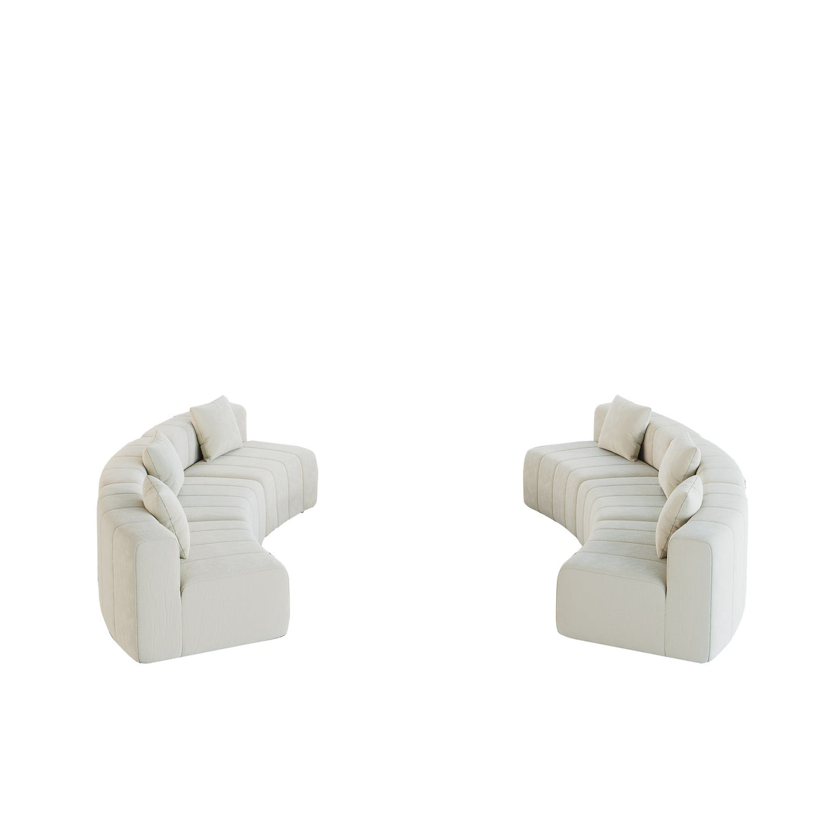 Chenille Boneless Couch — 2/4/6-Seat — Beige / 6-Seat