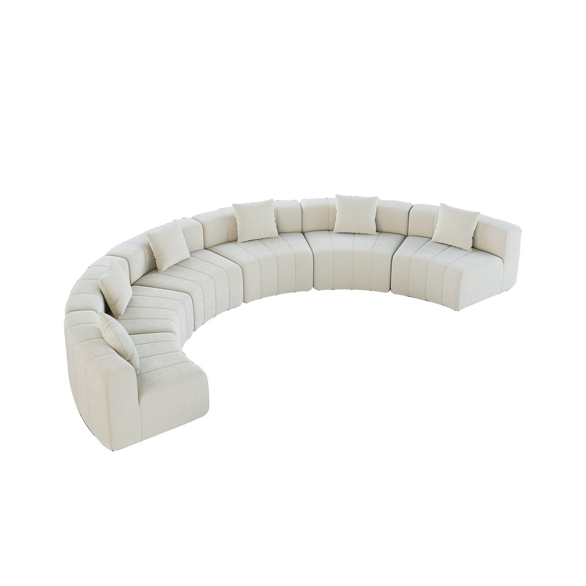 Chenille Boneless Couch — 2/4/6-Seat — Beige / 6-Seat
