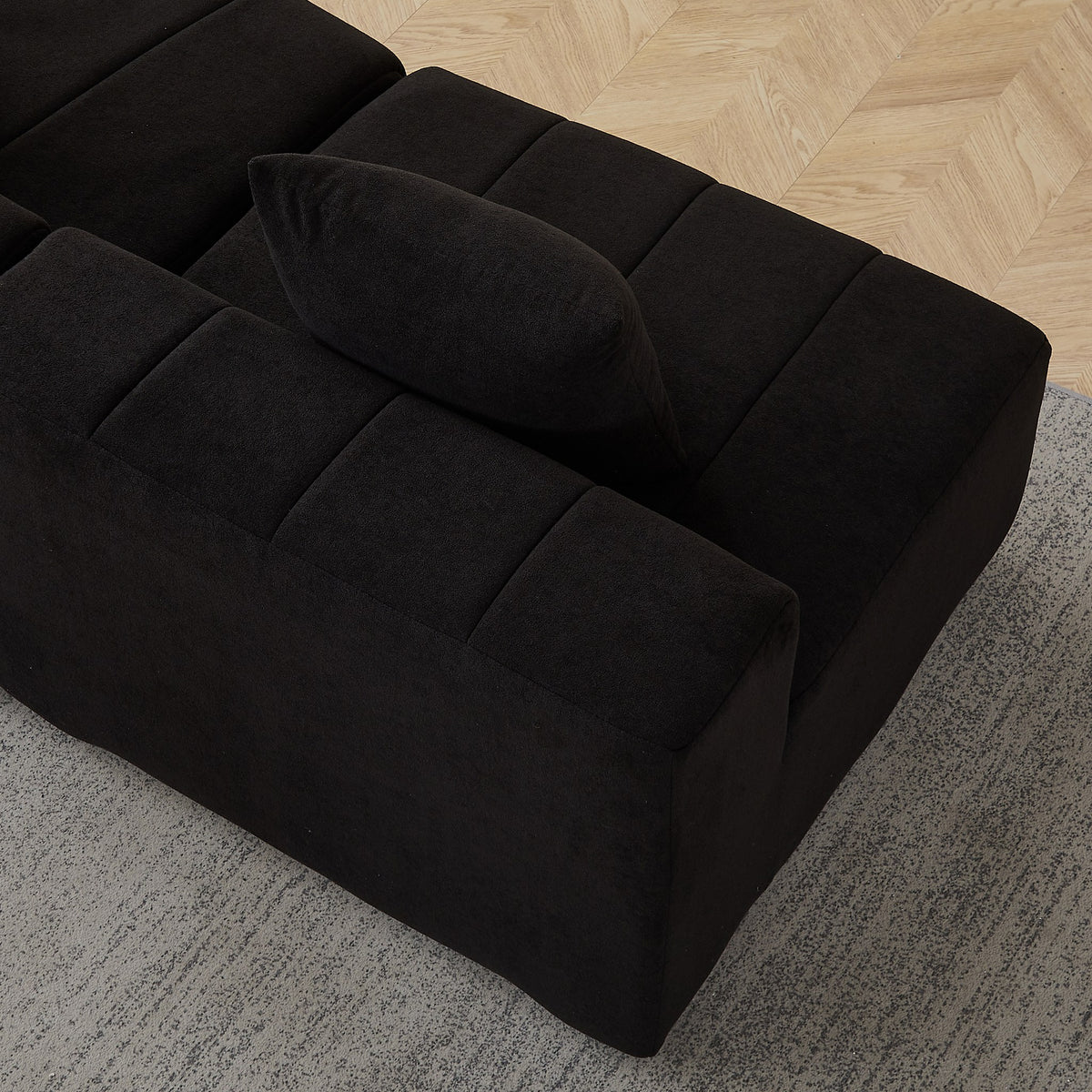 Chenille Boneless Couch — 2/4/6-Seat — Black / 2-Seat