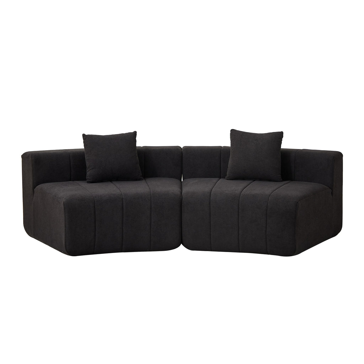 Chenille Boneless Couch — 2/4/6-Seat — Black / 2-Seat