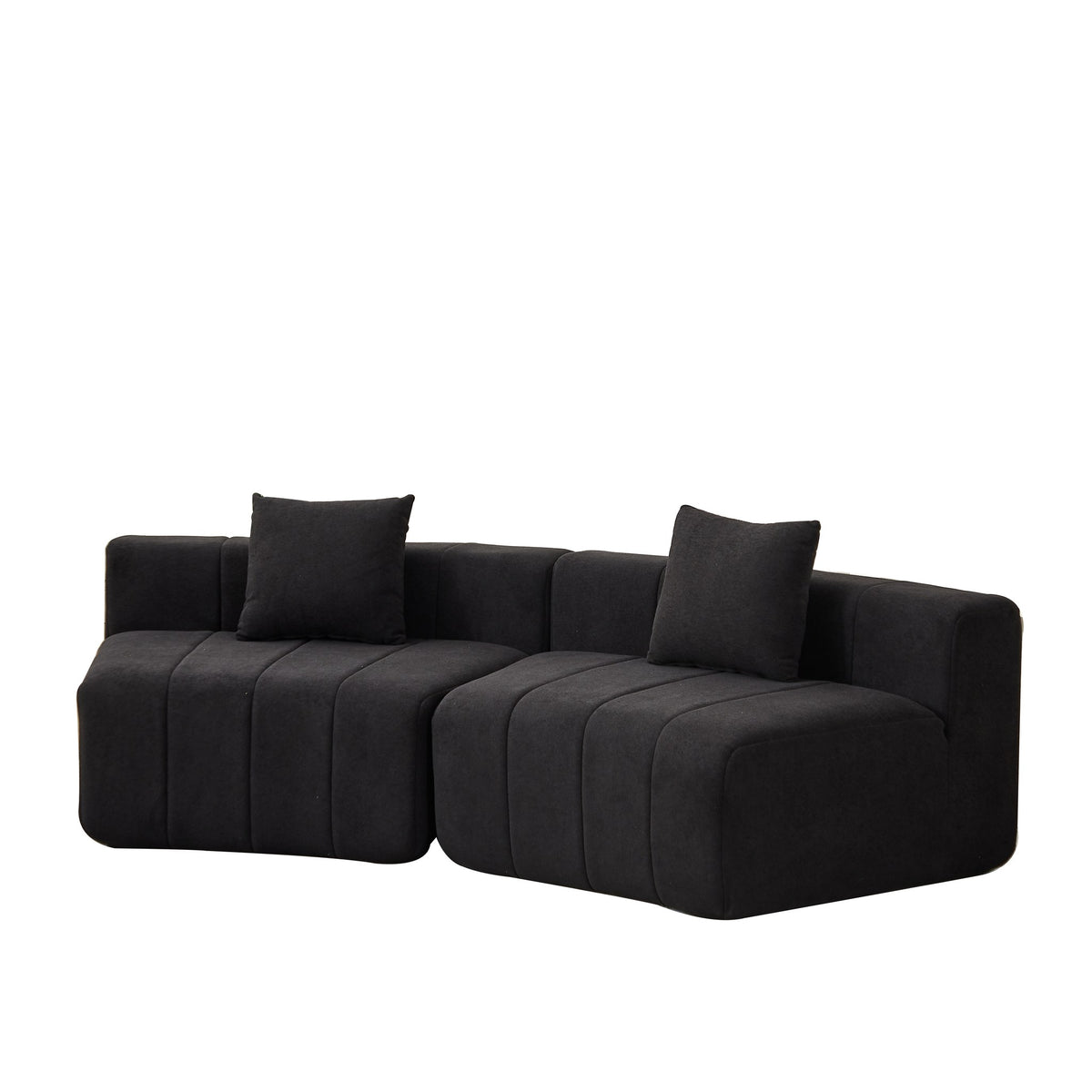 Chenille Boneless Couch — 2/4/6-Seat — Black / 2-Seat