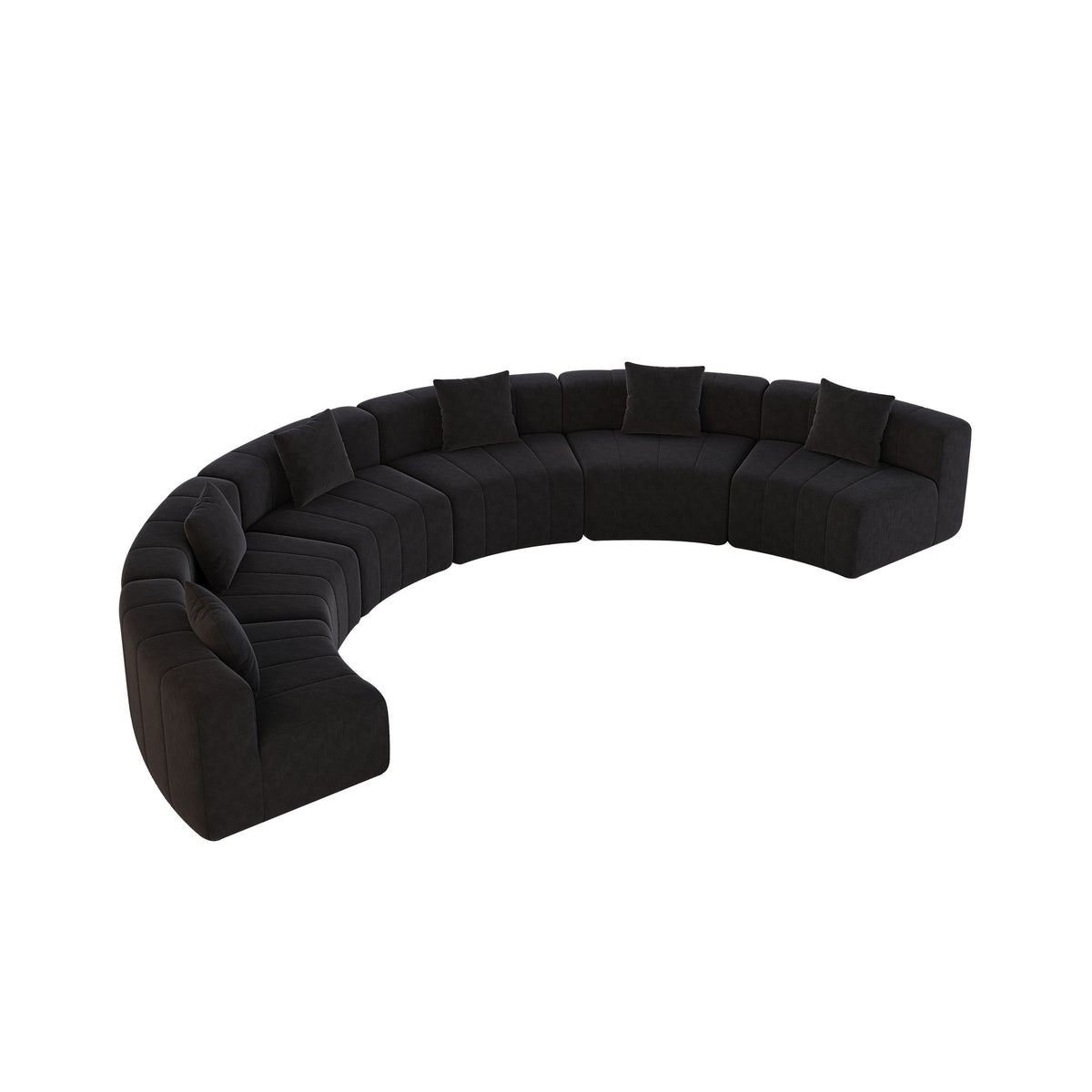 Chenille Boneless Couch — 2/4/6-Seat — Black / 6-Seat