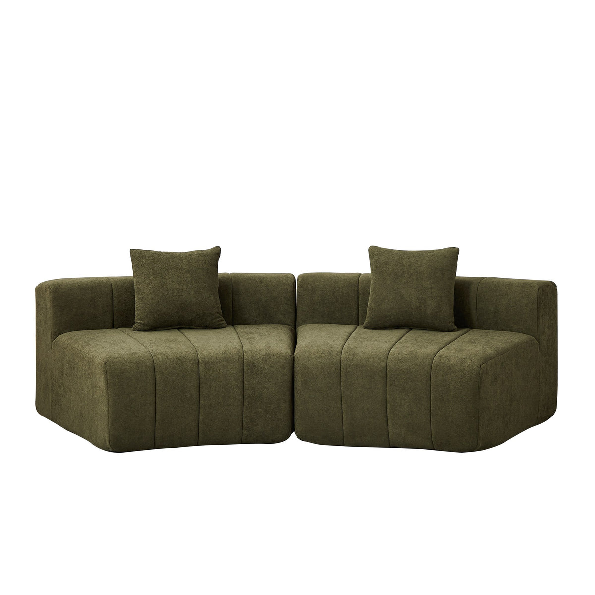 Chenille Boneless Couch — 2/4/6-Seat — Green / 2-Seat