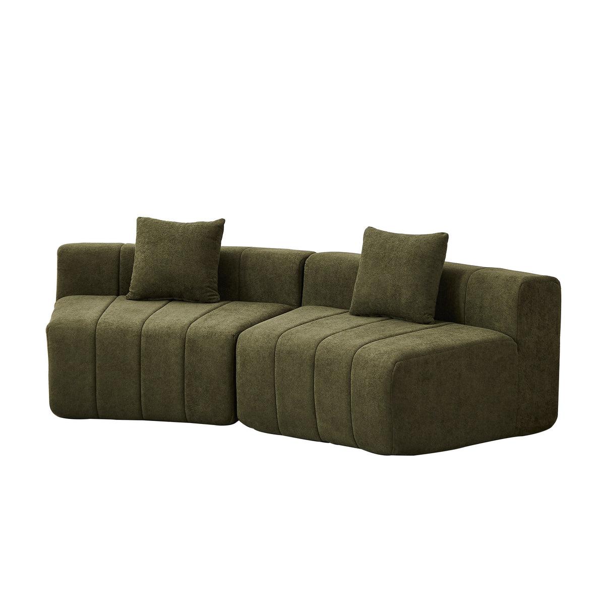 Chenille Boneless Couch — 2/4/6-Seat — Green / 2-Seat
