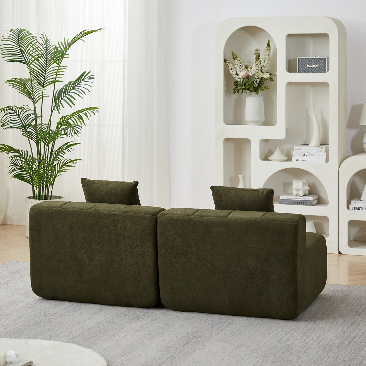 Chenille Boneless Couch — 2/4/6-Seat — Green / 4-Seat