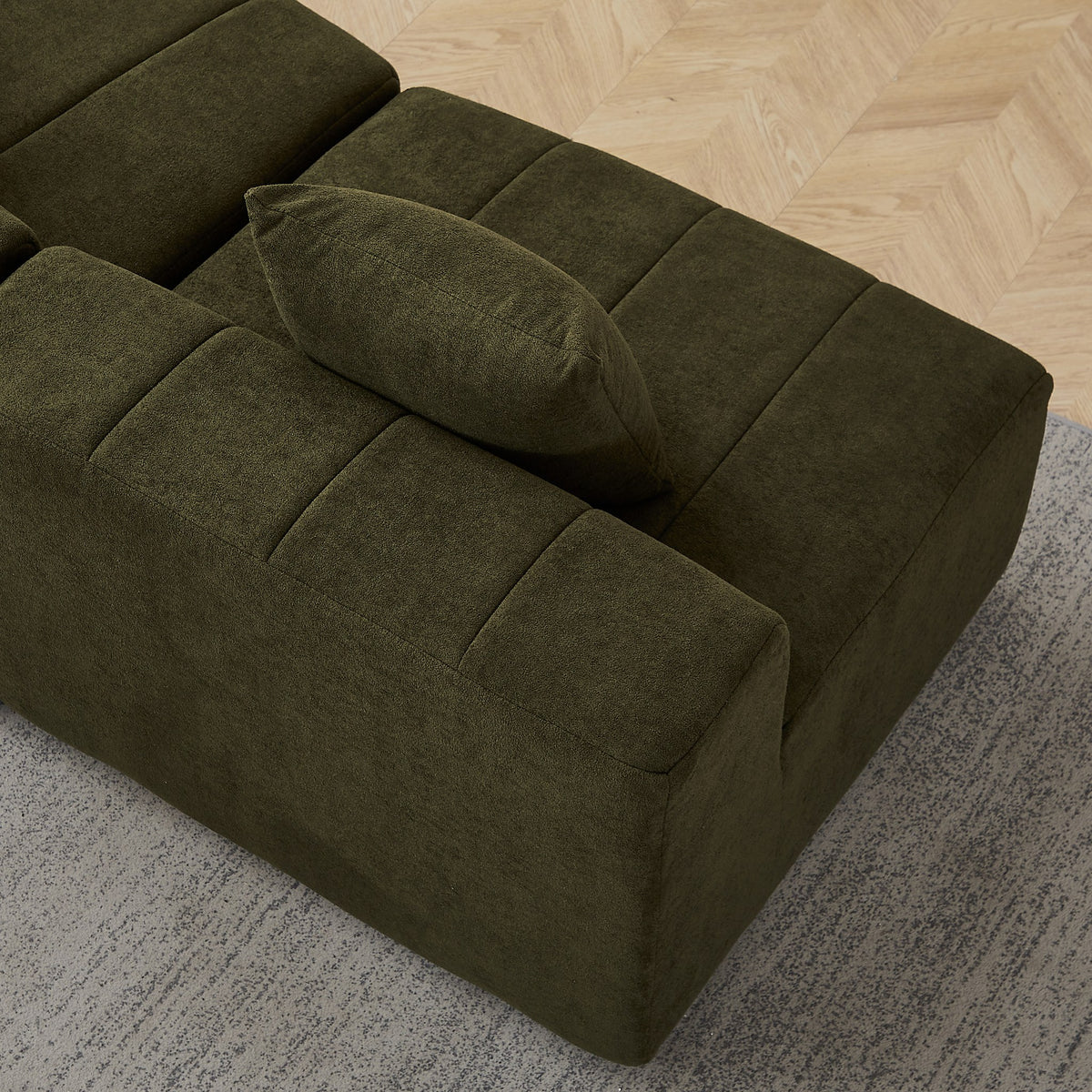Chenille Boneless Couch — 2/4/6-Seat — Green / 4-Seat