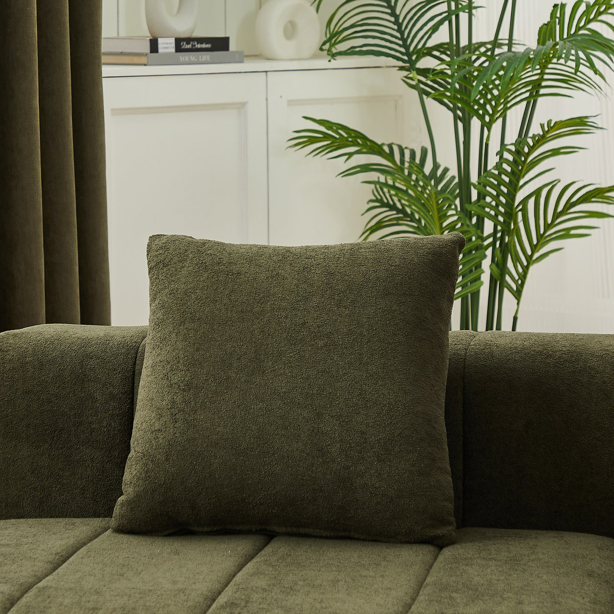 Chenille Boneless Couch — 2/4/6-Seat — Green / 4-Seat