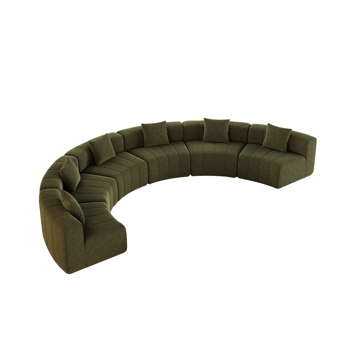 Chenille Boneless Couch — 2/4/6-Seat — Green / 6-Seat