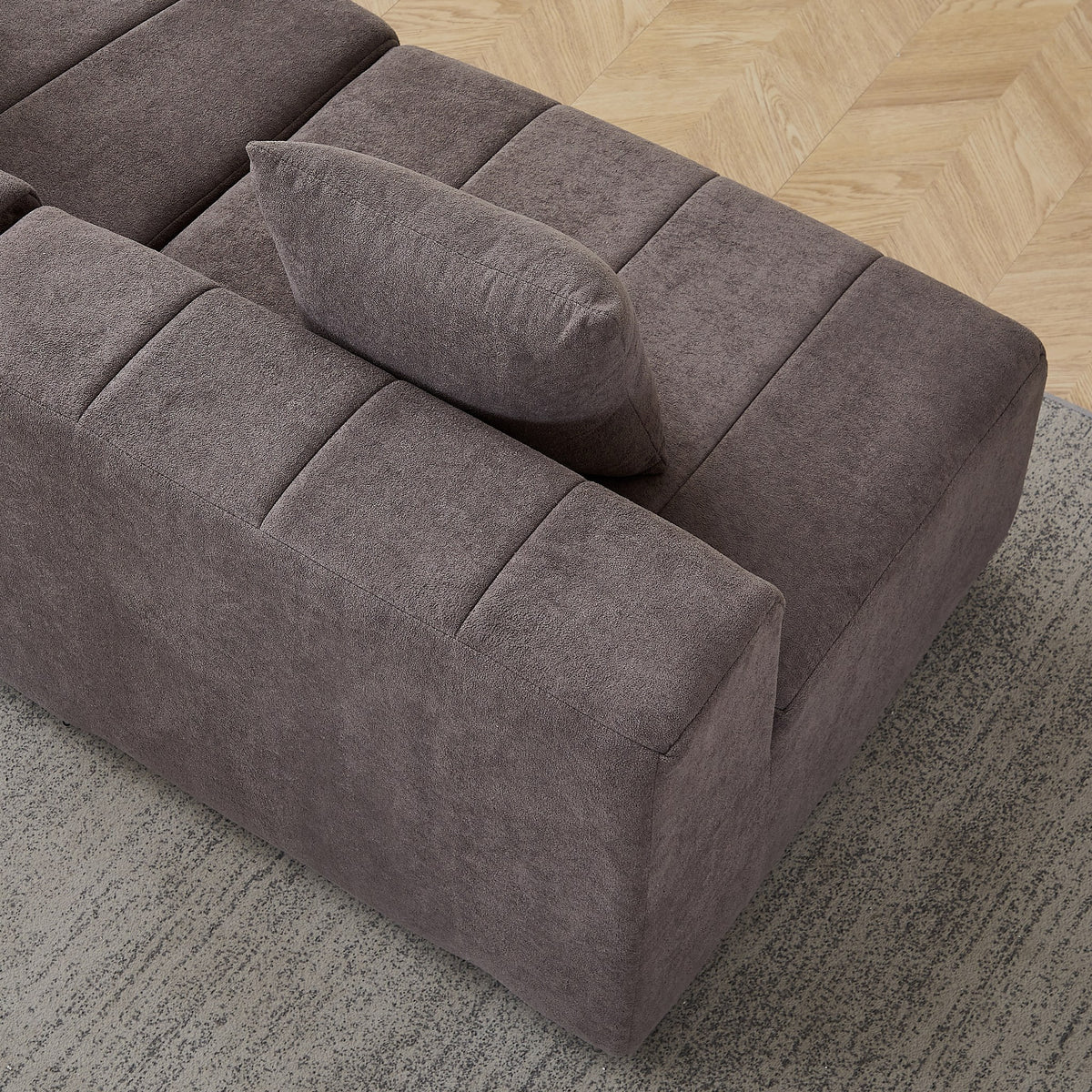 Chenille Boneless Couch — 2/4/6-Seat — Grey / 2-Seat
