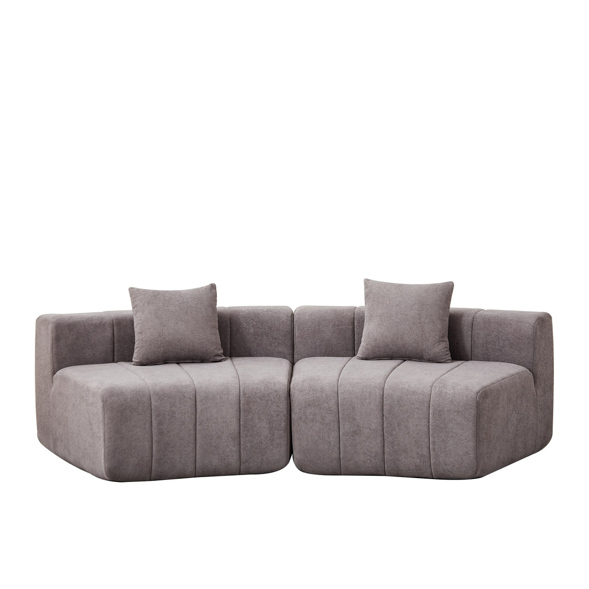 Chenille Boneless Couch — 2/4/6-Seat — Grey / 2-Seat