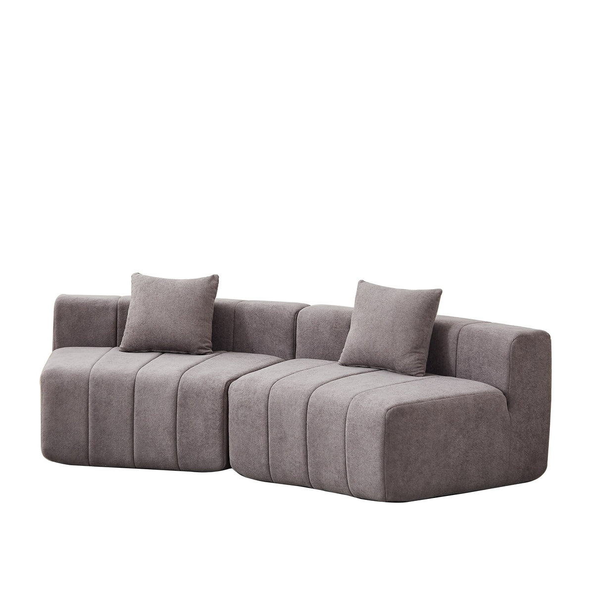 Chenille Boneless Couch — 2/4/6-Seat — Grey / 2-Seat