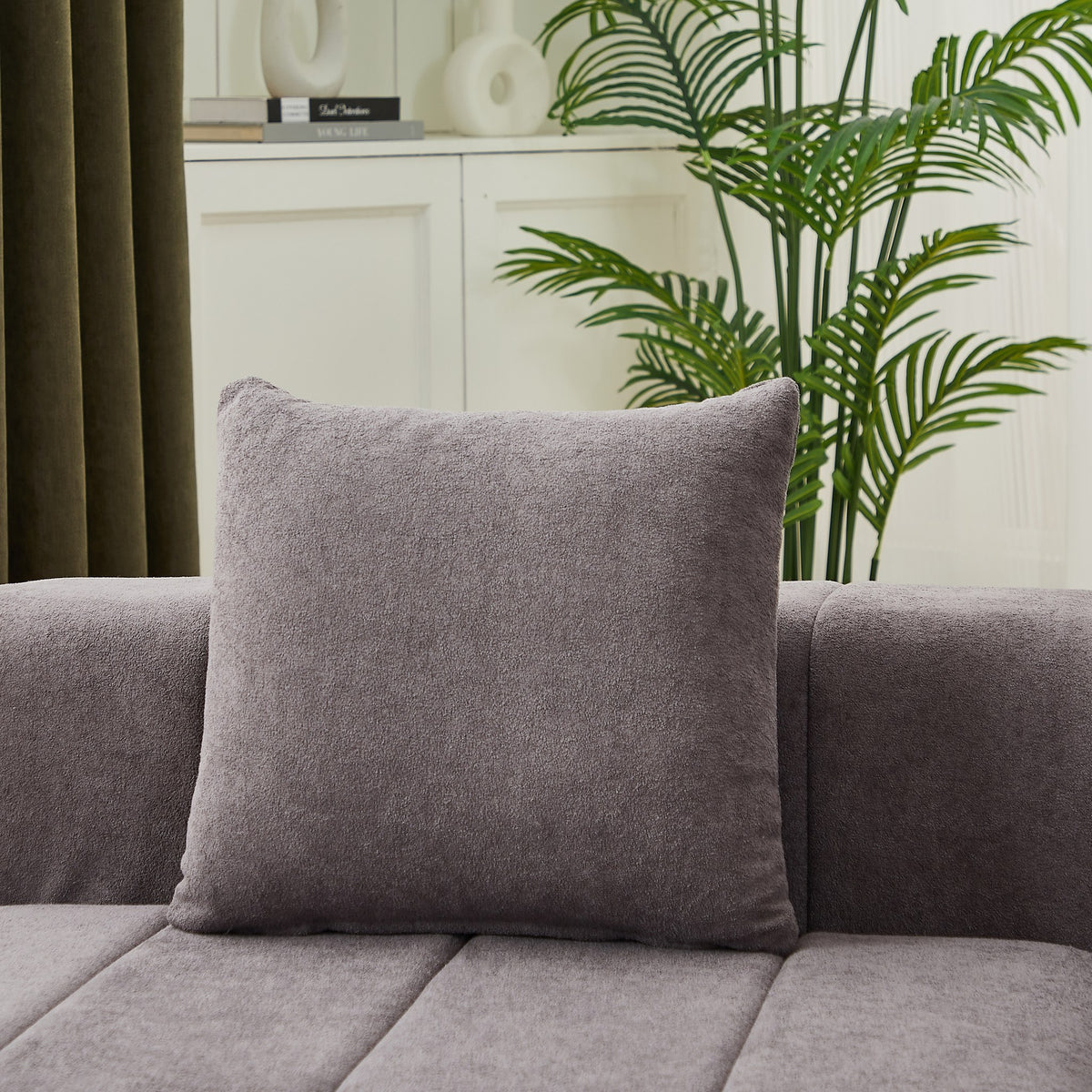 Chenille Boneless Couch — 2/4/6-Seat — Grey / 4-Seat