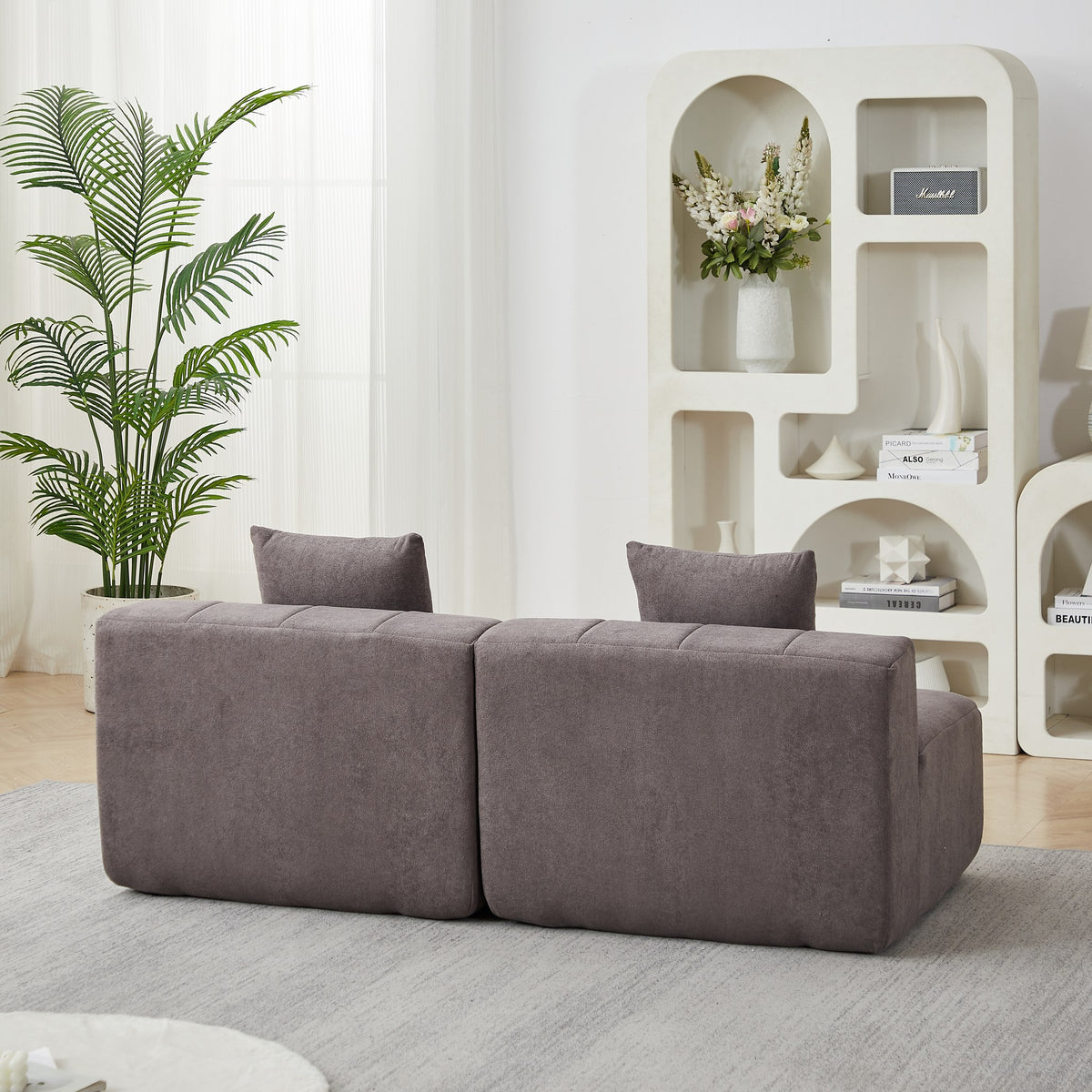 Chenille Boneless Couch — 2/4/6-Seat — Grey / 4-Seat