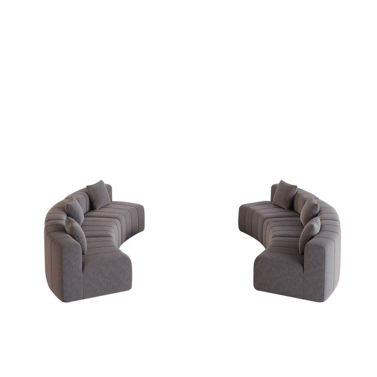 Chenille Boneless Couch — 2/4/6-Seat — Grey / 6-Seat