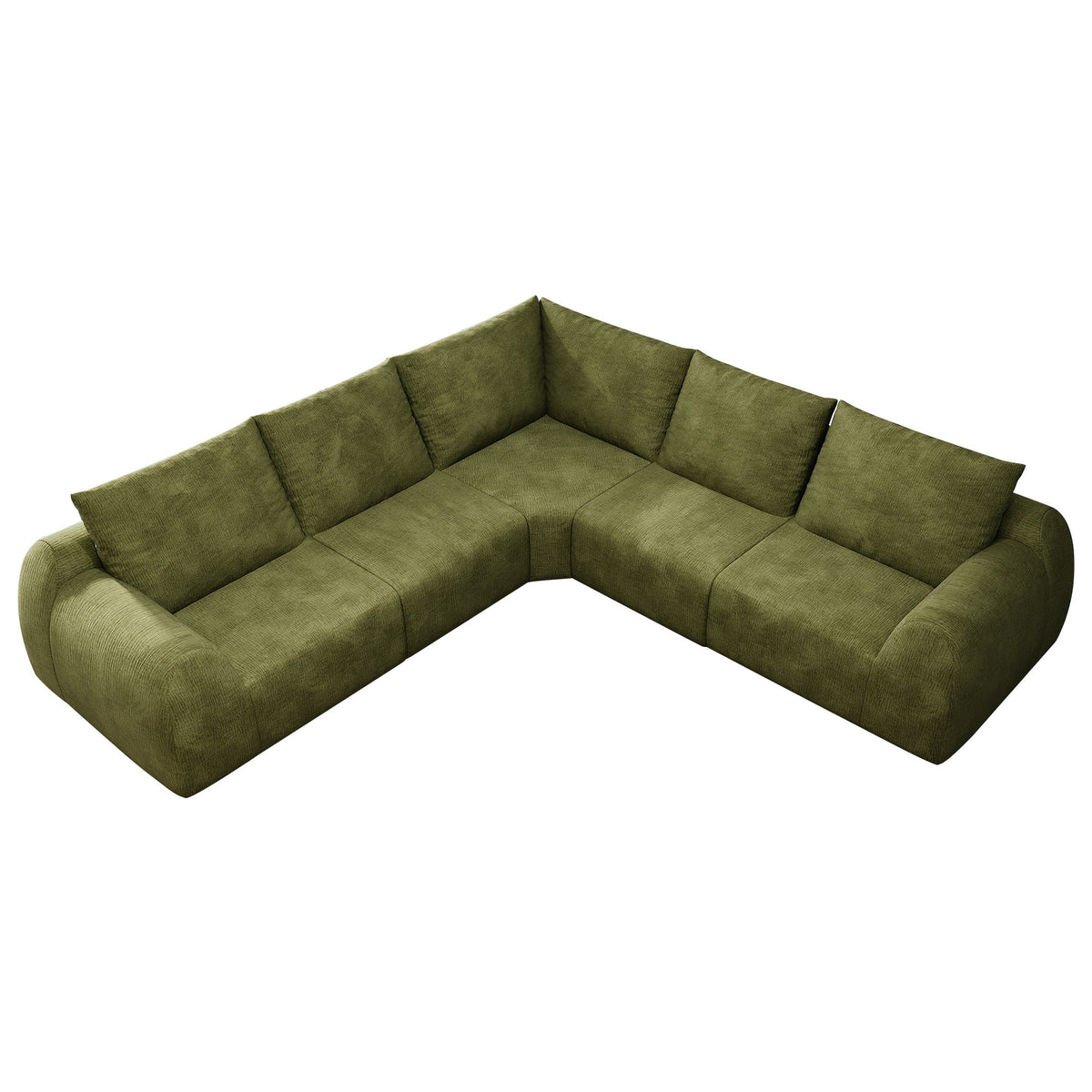 Chenille Boneless Couch — 5/6/7/9-Seat — Dark Green / 5-Seat