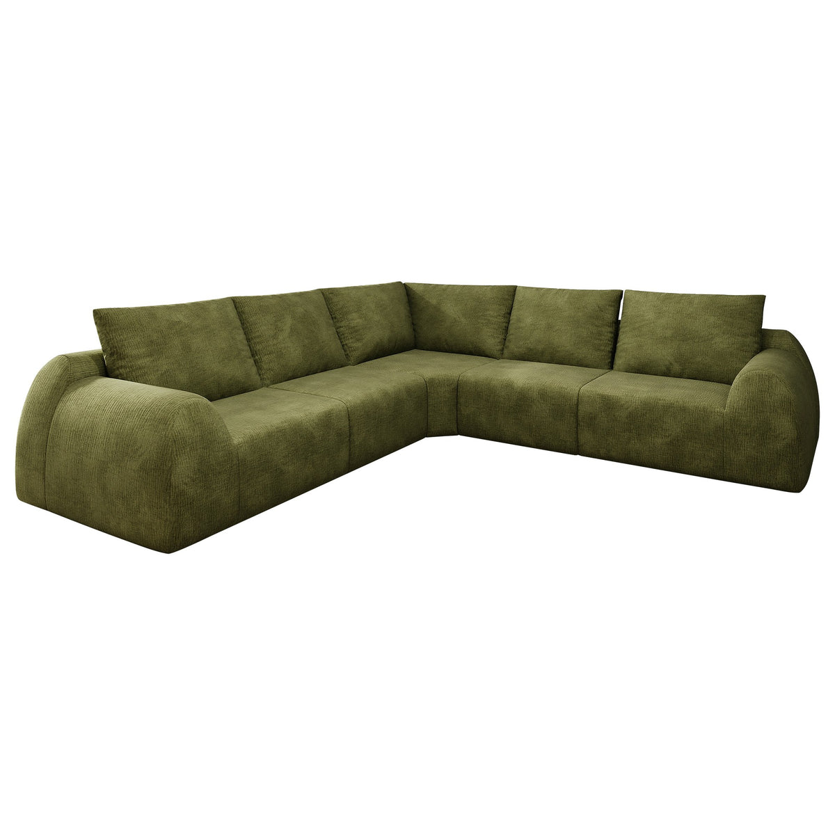 Chenille Boneless Couch — 5/6/7/9-Seat — Dark Green / 5-Seat