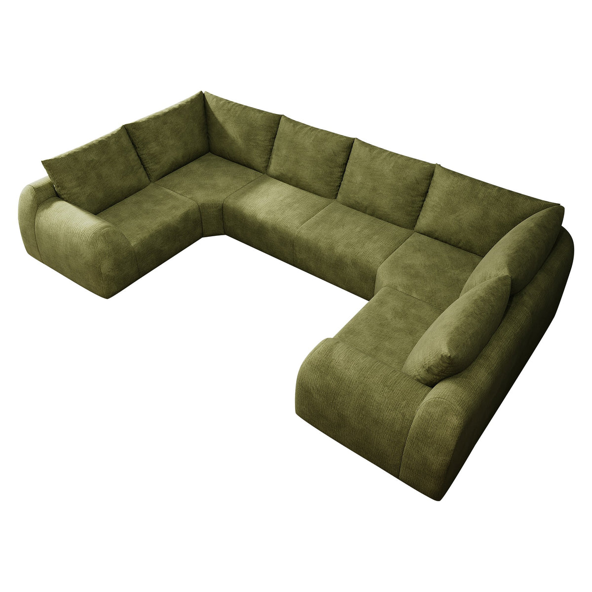 Chenille Boneless Couch — 5/6/7/9-Seat — Dark Green / 6-Seat