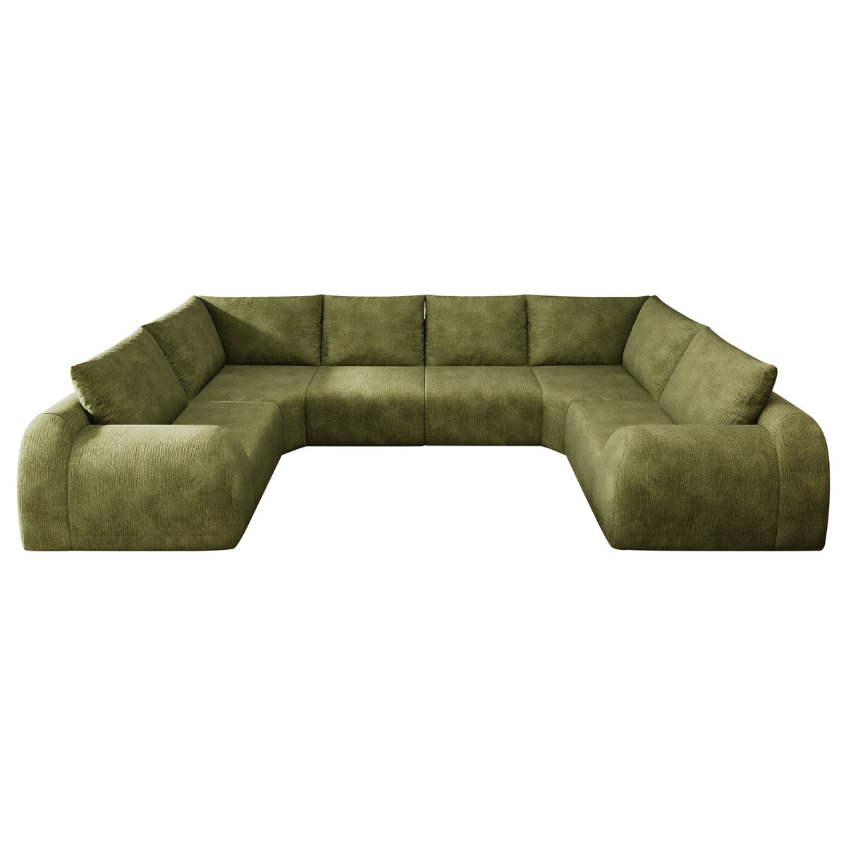 Chenille Boneless Couch — 5/6/7/9-Seat — Dark Green / 6-Seat