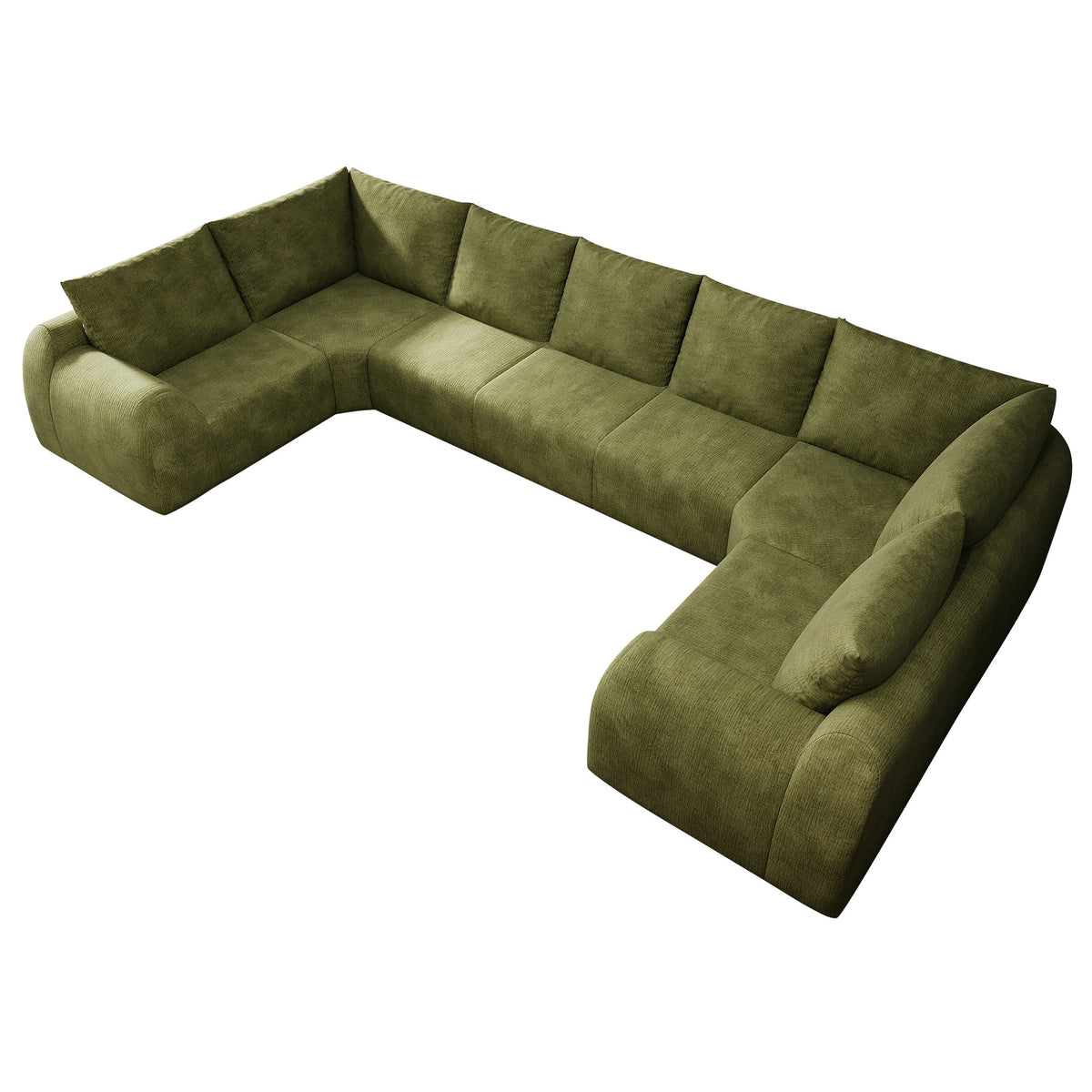 Chenille Boneless Couch — 5/6/7/9-Seat — Dark Green / 7-Seat