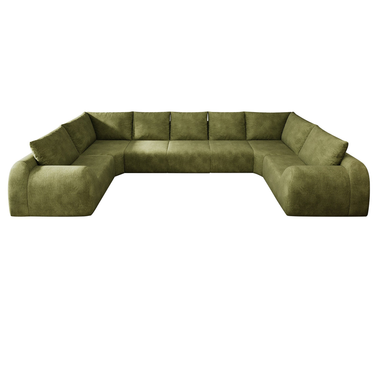 Chenille Boneless Couch — 5/6/7/9-Seat — Dark Green / 7-Seat